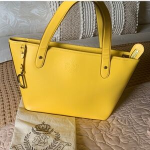 🔥SALE 60% OFF 🔥RALPH LAUREN Leather Tote with silver Hardware